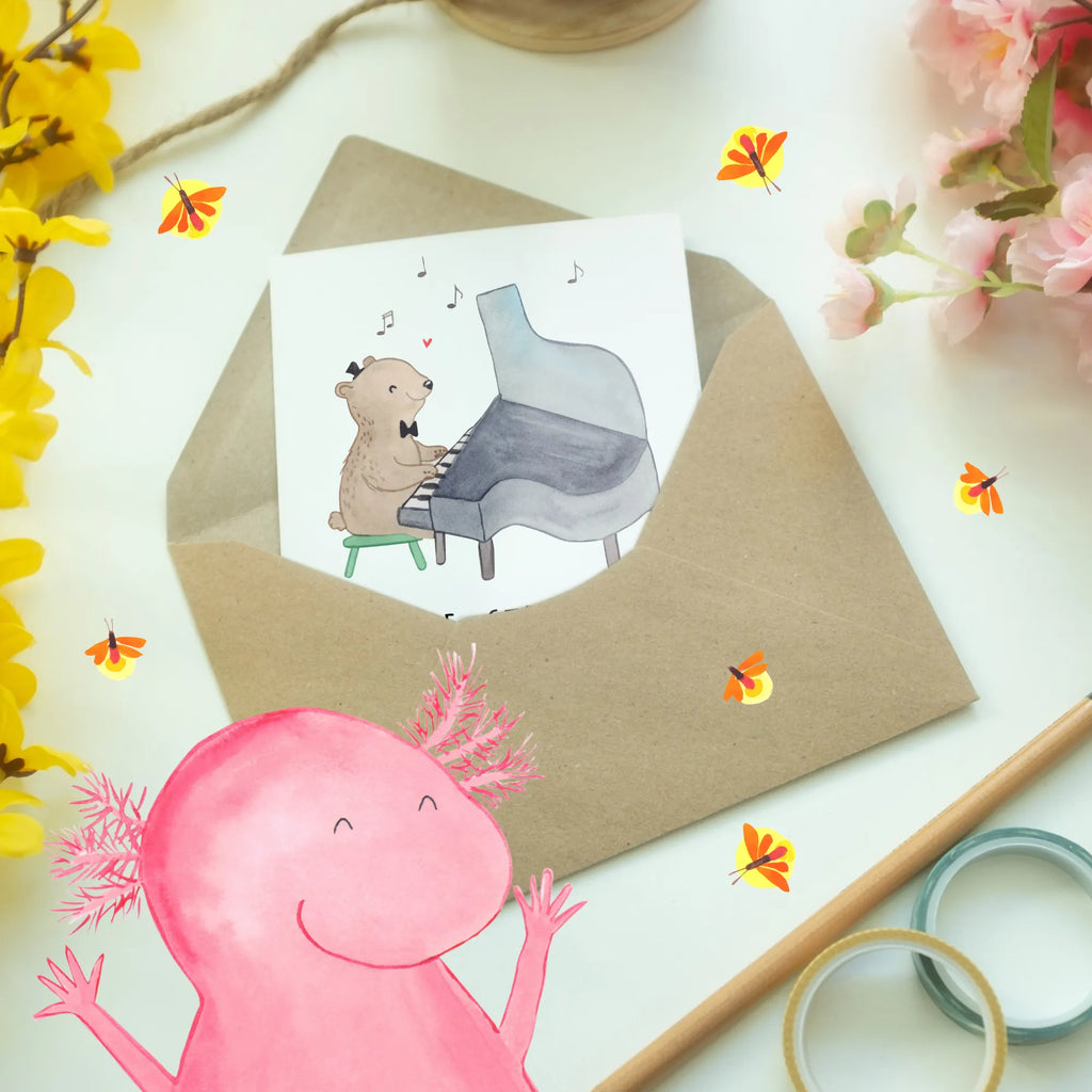 Greetings card Klaviere: Staubfänger mit schwarz-weißen Tasten. Ansichtskarten, Grußkarte, Glückwunschkarte, Klappkarte, Geburtstagskarte, Hochzeitskarte, Karte, Einladungskarte, Instrumente, Geschenke Musiker, Musikliebhaber