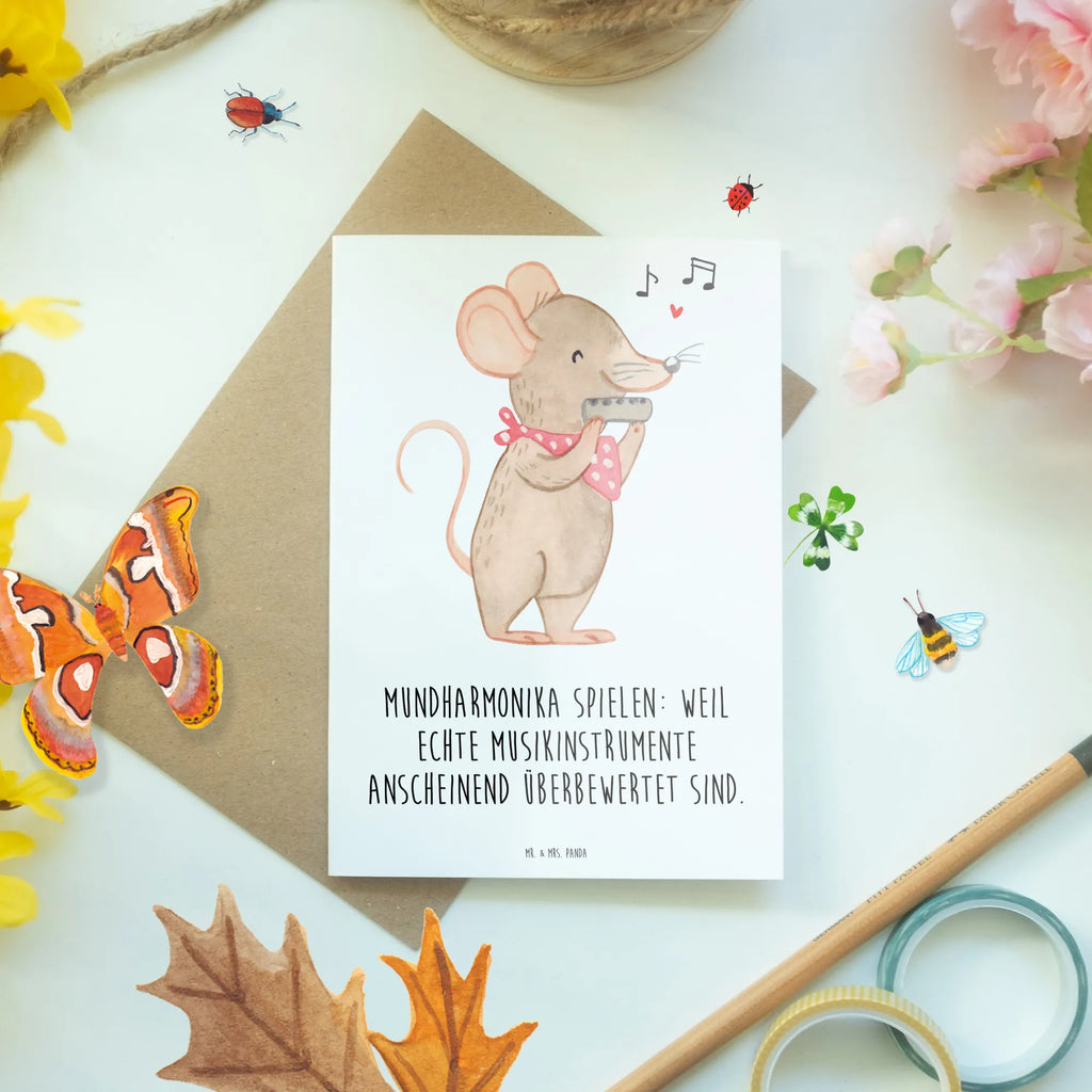 Greetings card Mundharmonika spielen: Weil echte Musikinstrumente anscheinend überbewertet sind. Klappkarte, Hochzeitskarte, Grußkarte, Glückwunschkarte, Geburtstagskarte, Karte, Einladungskarte, Ansichtskarten, Instrumente, Geschenke Musiker, Musikliebhaber