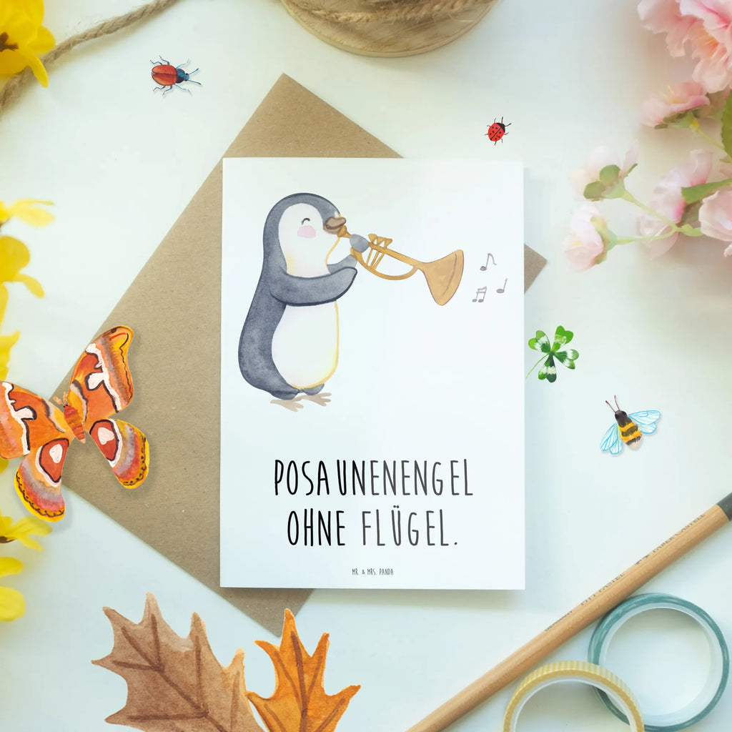Grußkarte Engel Posaune Geburtstagskarte, Karte, Einladungskarte, Hochzeitskarte, Glückwunschkarte, Klappkarte, Ansichtskarten, Grußkarte, Instrumente, Geschenke Musiker, Musikliebhaber