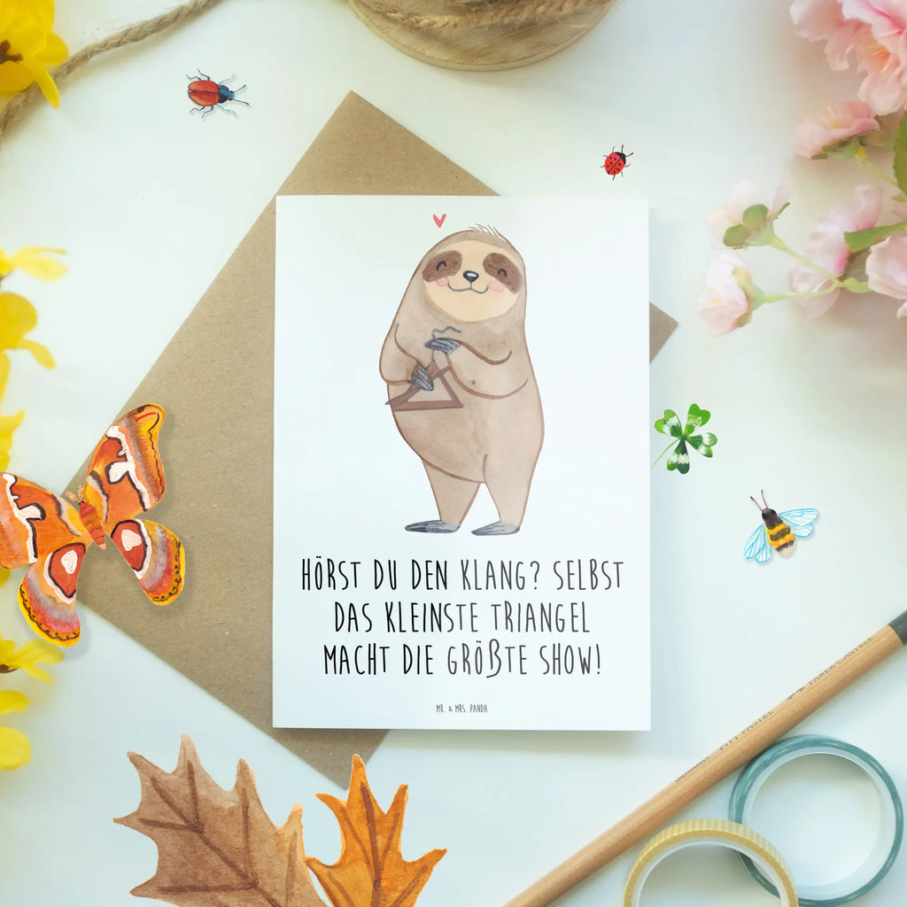 Greetings card Hörst du den Klang? Selbst das kleinste Triangel macht die größte Show! Glückwunschkarte, Einladungskarte, Grußkarte, Geburtstagskarte, Karte, Klappkarte, Hochzeitskarte, Ansichtskarten, Instrumente, Geschenke Musiker, Musikliebhaber
