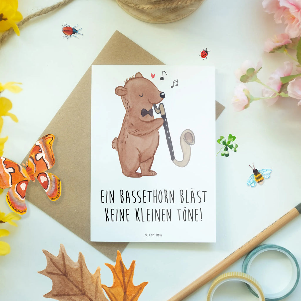 Grußkarte Ein Bassethorn bläst keine kleinen Töne! Grußkarte, Glückwunschkarte, Karte, Geburtstagskarte, Ansichtskarten, Klappkarte, Hochzeitskarte, Einladungskarte, Instrumente, Geschenke Musiker, Musikliebhaber