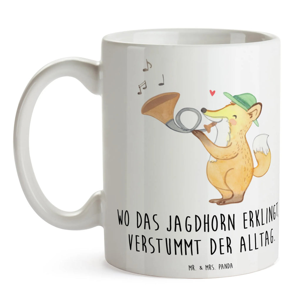 Mug Wo das Jagdhorn erklingt, verstummt der Alltag. Kaffeetasse, Porzellantasse, Tasse mit Zitaten, Tasse mit Motiven, Bürotasse, Teetasse, Tasse, Keramiktasse, Geschenktasse, Instrumente, Geschenke Musiker, Musikliebhaber