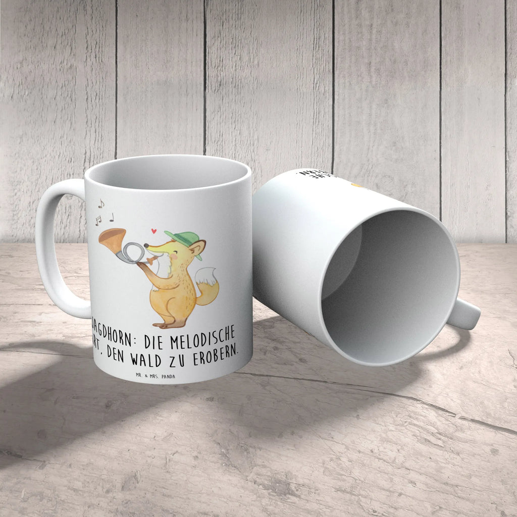 Tasse Jagdhorn Magie Tasse, Keramiktasse, Geschenktasse, Tasse mit Zitaten, Porzellantasse, Bürotasse, Kaffeetasse, Tasse mit Motiven, Teetasse, Instrumente, Geschenke Musiker, Musikliebhaber