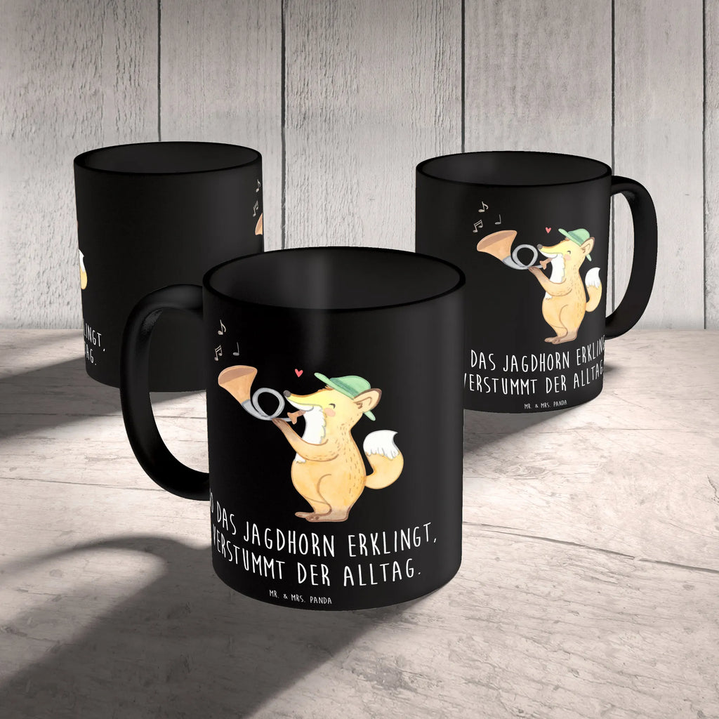 Mug Wo das Jagdhorn erklingt, verstummt der Alltag. Kaffeetasse, Porzellantasse, Tasse mit Zitaten, Tasse mit Motiven, Bürotasse, Teetasse, Tasse, Keramiktasse, Geschenktasse, Instrumente, Geschenke Musiker, Musikliebhaber