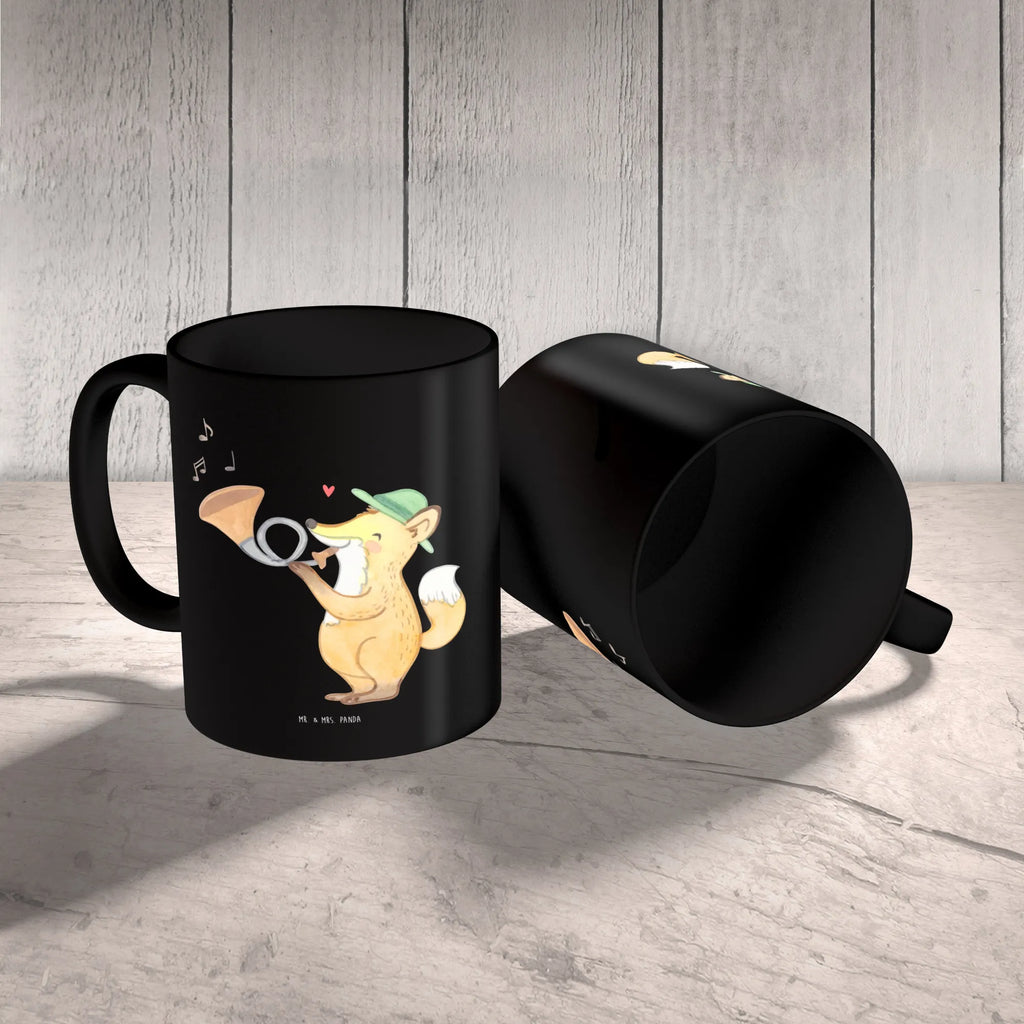 Tasse Jagdhorn Magie Tasse, Keramiktasse, Geschenktasse, Tasse mit Zitaten, Porzellantasse, Bürotasse, Kaffeetasse, Tasse mit Motiven, Teetasse, Instrumente, Geschenke Musiker, Musikliebhaber