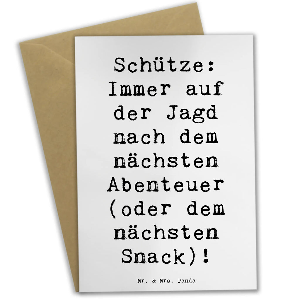 Greetings card Saying Schütze: Immer auf der Jagd nach dem nächsten Abenteuer (oder dem nächsten Snack)! Klappkarte, Hochzeitskarte, Ansichtskarten, Einladungskarte, Geburtstagskarte, Karte, Grußkarte, Glückwunschkarte, Tierkreiszeichen, Sternzeichen, Horoskop, Astrologie, Aszendent