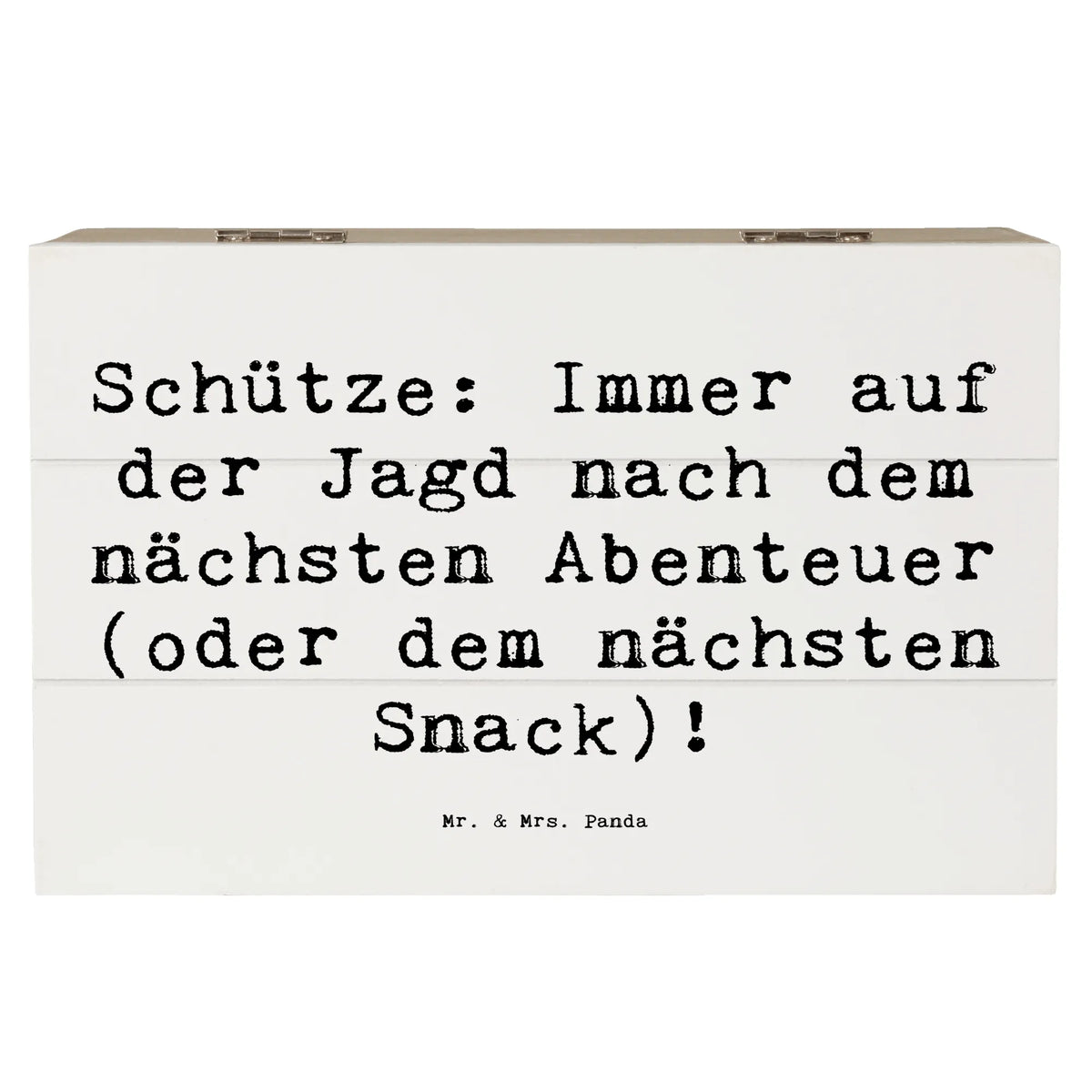Wooden chest Saying Schütze: Immer auf der Jagd nach dem nächsten Abenteuer (oder dem nächsten Snack)! date of birth, month of birth, constellations, birthdays, astrology