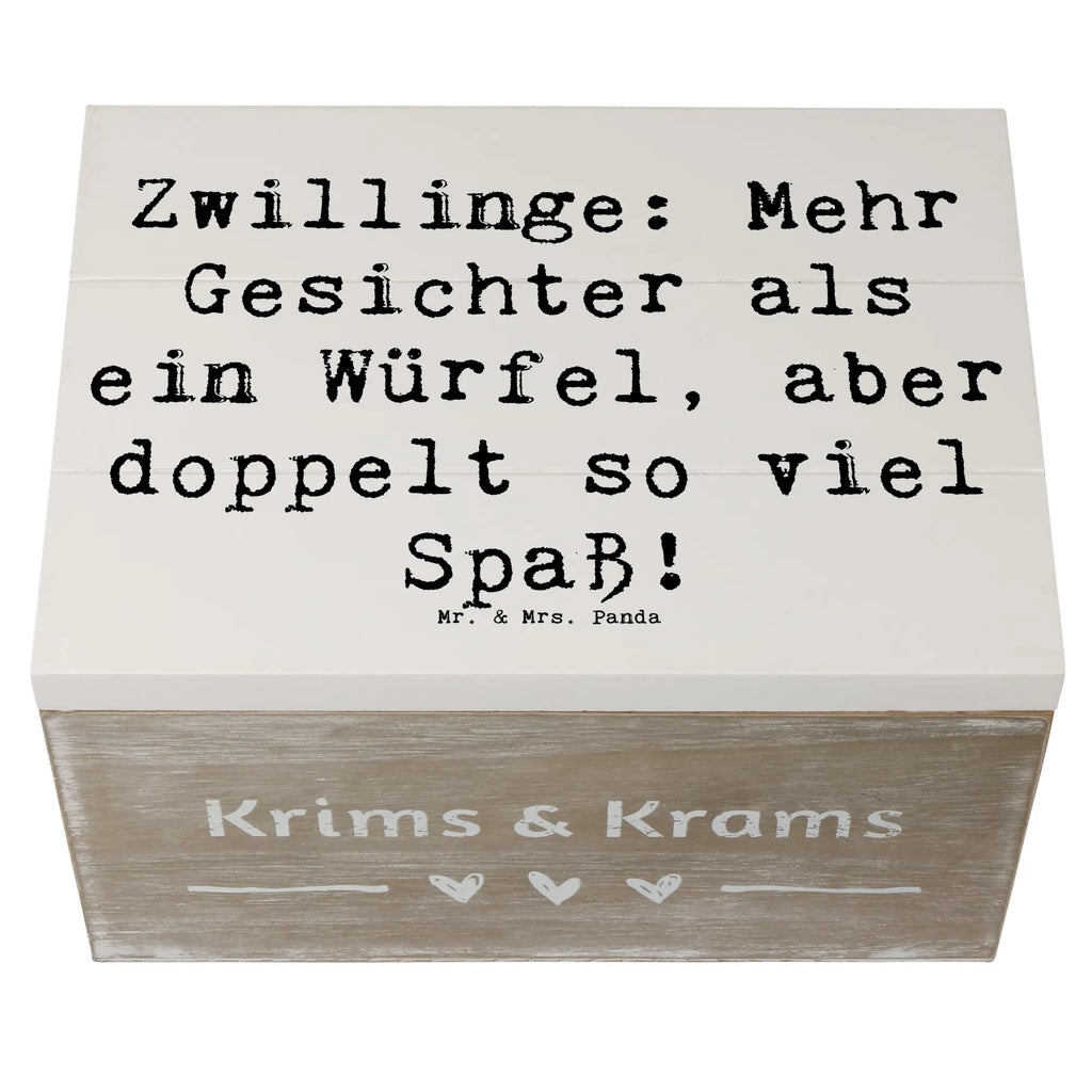 Wooden chest Saying Zwillinge: Mehr Gesichter als ein Würfel, aber doppelt so viel Spaß! Holzkiste, Kiste, Schatzkiste, Truhe, Schatulle, XXL, Erinnerungsbox, Erinnerungskiste, Dekokiste, Aufbewahrungsbox, Geschenkbox, Geschenkdose, Tierkreiszeichen, Sternzeichen, Horoskop, Astrologie, Aszendent