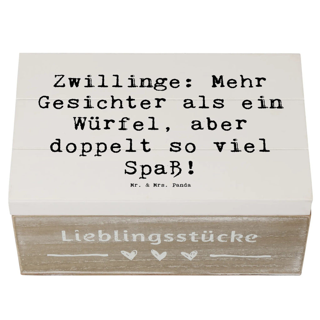 Wooden chest Saying Zwillinge: Mehr Gesichter als ein Würfel, aber doppelt so viel Spaß! Holzkiste, Kiste, Schatzkiste, Truhe, Schatulle, XXL, Erinnerungsbox, Erinnerungskiste, Dekokiste, Aufbewahrungsbox, Geschenkbox, Geschenkdose, Tierkreiszeichen, Sternzeichen, Horoskop, Astrologie, Aszendent