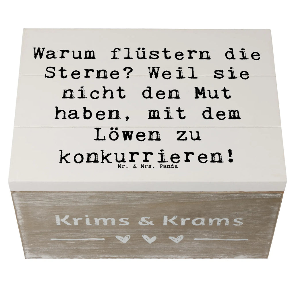 Wooden chest Saying Warum flüstern die Sterne? Weil sie nicht den Mut haben, mit dem Löwen zu konkurrieren! Kiste, Erinnerungskiste, Geschenkdose, Truhe, Erinnerungsbox, Dekokiste, Schatulle, Schatzkiste, Holzkiste, Aufbewahrungsbox, XXL, Geschenkbox, Tierkreiszeichen, Sternzeichen, Horoskop, Astrologie, Aszendent