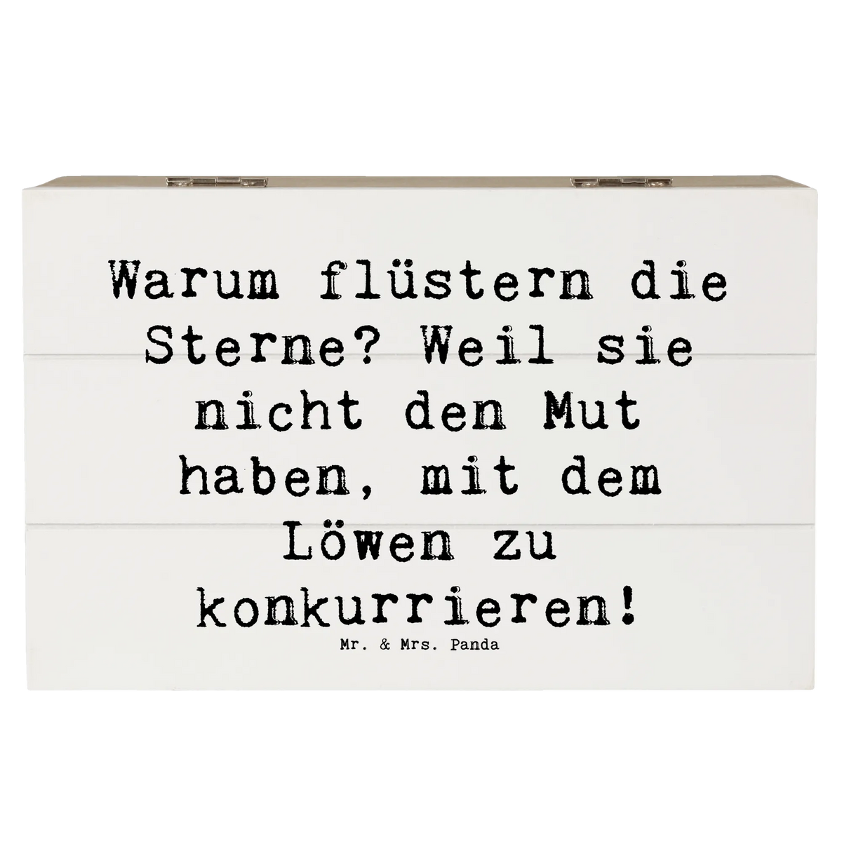 Skrzynia drewniana Przysłowie Warum flüstern die Sterne? Weil sie nicht den Mut haben, mit dem Löwen zu konkurrieren! Znak zodiaku, gwiazdozbiór, astrologia, ascendent