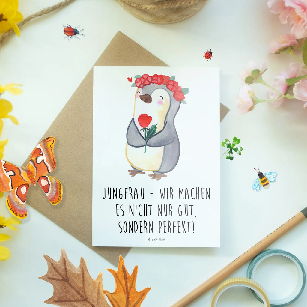 Grußkarte Jungfrau Perfektion Karte, Klappkarte, Grußkarte, Geburtstagskarte, Ansichtskarten, Glückwunschkarte, Hochzeitskarte, Einladungskarte, Tierkreiszeichen, Sternzeichen, Horoskop, Astrologie, Aszendent