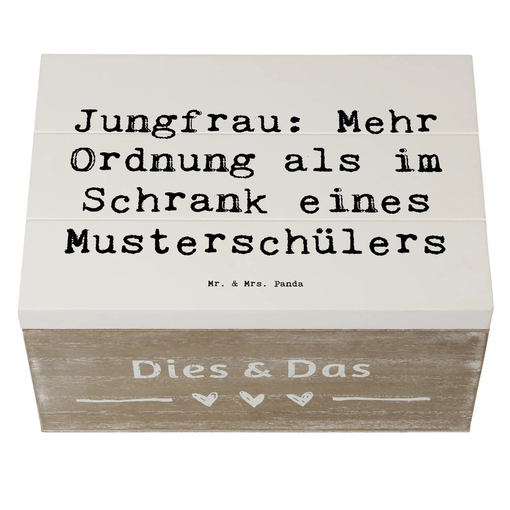 Wooden chest Saying Jungfrau: Mehr Ordnung als im Schrank eines Musterschülers XXL, Geschenkdose, Schatulle, Aufbewahrungsbox, Schatzkiste, Erinnerungskiste, Kiste, Geschenkbox, Erinnerungsbox, Holzkiste, Dekokiste, Truhe, Tierkreiszeichen, Sternzeichen, Horoskop, Astrologie, Aszendent