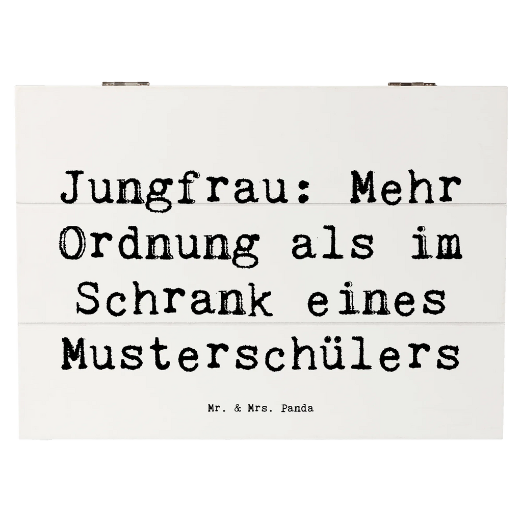 Wooden chest Saying Jungfrau: Mehr Ordnung als im Schrank eines Musterschülers XXL, Geschenkdose, Schatulle, Aufbewahrungsbox, Schatzkiste, Erinnerungskiste, Kiste, Geschenkbox, Erinnerungsbox, Holzkiste, Dekokiste, Truhe, Tierkreiszeichen, Sternzeichen, Horoskop, Astrologie, Aszendent