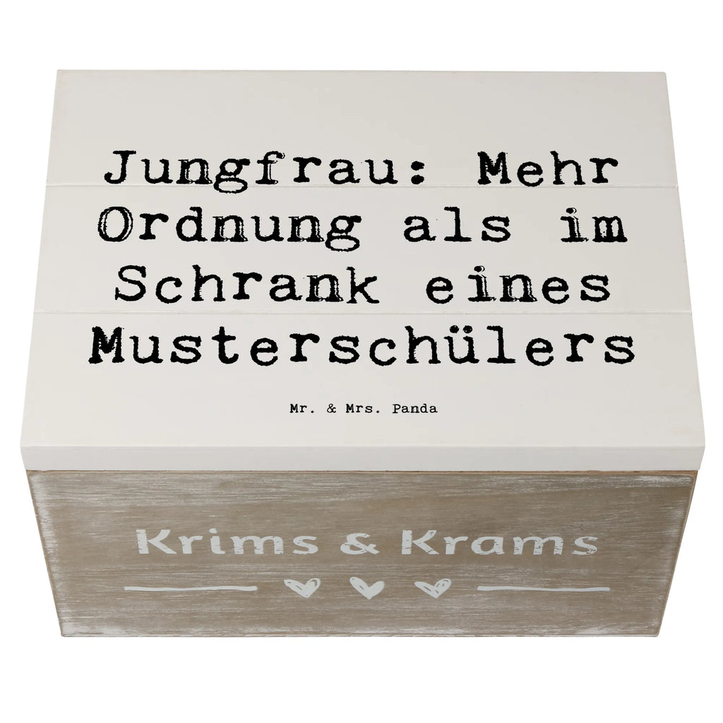 Wooden chest Saying Jungfrau: Mehr Ordnung als im Schrank eines Musterschülers XXL, Geschenkdose, Schatulle, Aufbewahrungsbox, Schatzkiste, Erinnerungskiste, Kiste, Geschenkbox, Erinnerungsbox, Holzkiste, Dekokiste, Truhe, Tierkreiszeichen, Sternzeichen, Horoskop, Astrologie, Aszendent