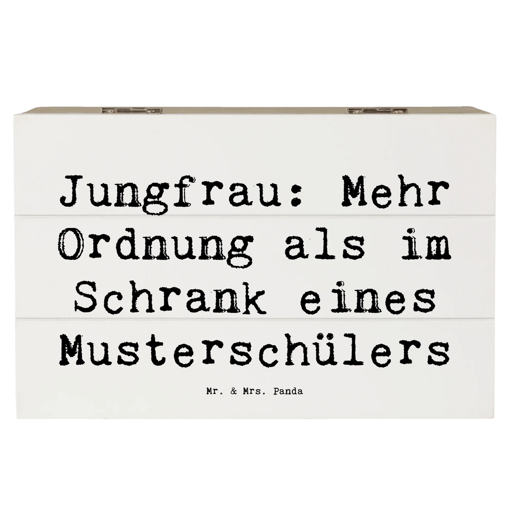Wooden chest Saying Jungfrau: Mehr Ordnung als im Schrank eines Musterschülers XXL, Geschenkdose, Schatulle, Aufbewahrungsbox, Schatzkiste, Erinnerungskiste, Kiste, Geschenkbox, Erinnerungsbox, Holzkiste, Dekokiste, Truhe, Tierkreiszeichen, Sternzeichen, Horoskop, Astrologie, Aszendent