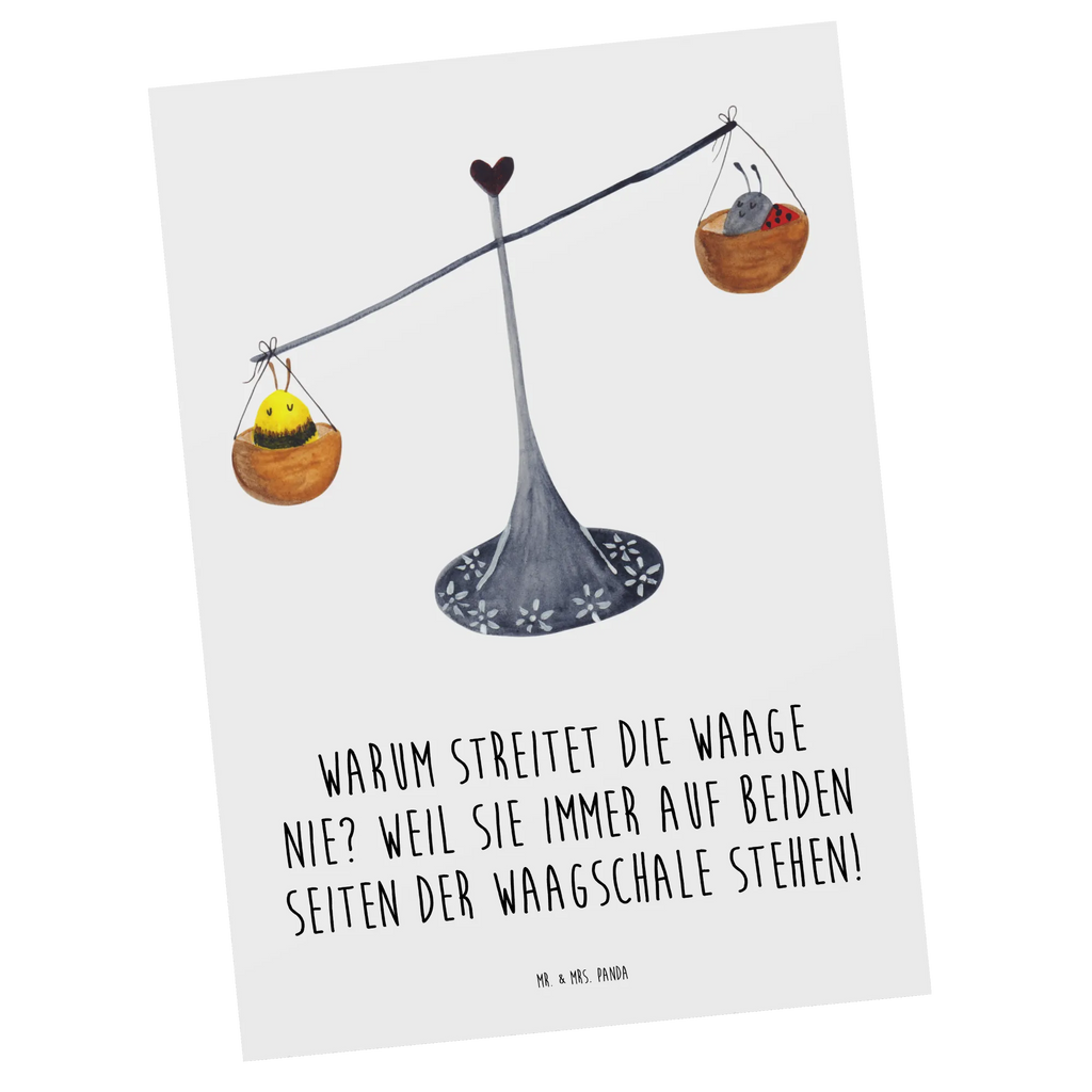 Postcard Warum streitet die Waage nie? Weil sie immer auf beiden Seiten der Waagschale stehen! Dankeskarte, Karte, Einladung Geburtstag, Ansichtskarten, Grußkarte, Einladung, Ansichtskarte, Geschenkkarte, Einladungskarte, Geburtstagskarte, Einladungskarten Geburtstag, Postkarte, Tierkreiszeichen, Sternzeichen, Horoskop, Astrologie, Aszendent