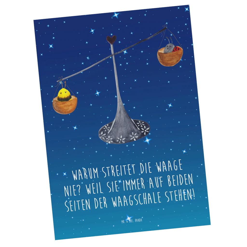 Postcard Warum streitet die Waage nie? Weil sie immer auf beiden Seiten der Waagschale stehen! Dankeskarte, Karte, Einladung Geburtstag, Ansichtskarten, Grußkarte, Einladung, Ansichtskarte, Geschenkkarte, Einladungskarte, Geburtstagskarte, Einladungskarten Geburtstag, Postkarte, Tierkreiszeichen, Sternzeichen, Horoskop, Astrologie, Aszendent