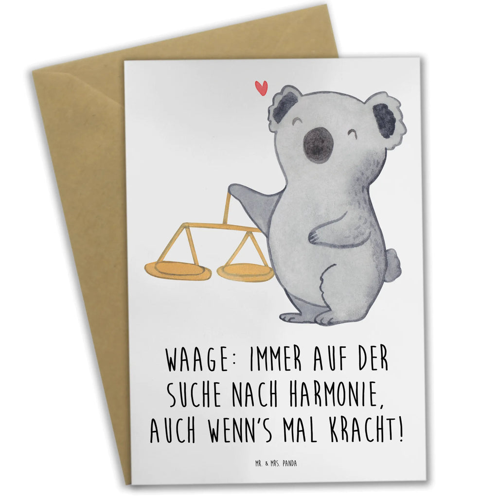 Greetings card Waage: Immer auf der Suche nach Harmonie, auch wenn's mal kracht! Geburtstagskarte, Grußkarte, Hochzeitskarte, Glückwunschkarte, Karte, Ansichtskarten, Einladungskarte, Klappkarte, Tierkreiszeichen, Sternzeichen, Horoskop, Astrologie, Aszendent