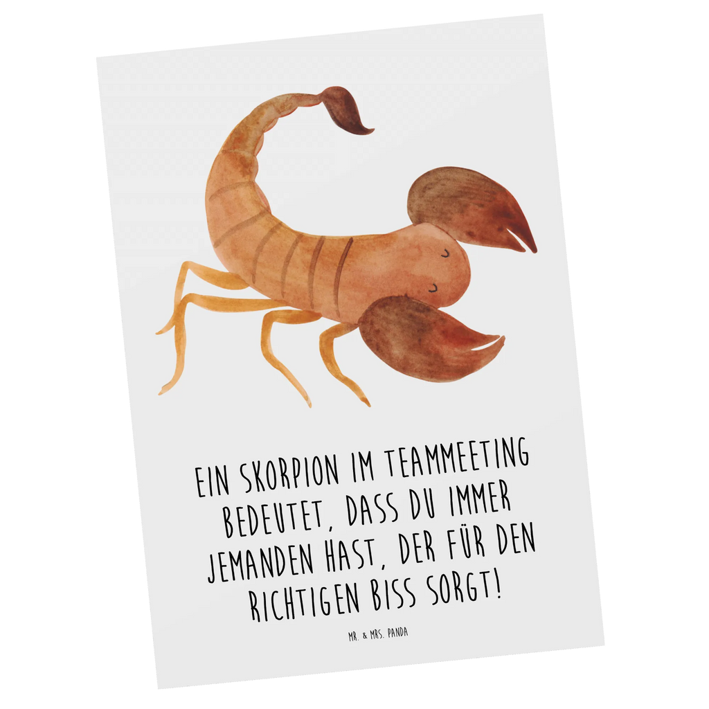 Postcard Ein Skorpion im Teammeeting bedeutet, dass du immer jemanden hast, der für den richtigen Biss sorgt! Grußkarte, Einladungskarte, Postkarte, Ansichtskarten, Karte, Geschenkkarte, Dankeskarte, Einladungskarten Geburtstag, Einladung Geburtstag, Einladung, Ansichtskarte, Geburtstagskarte, Tierkreiszeichen, Sternzeichen, Horoskop, Astrologie, Aszendent