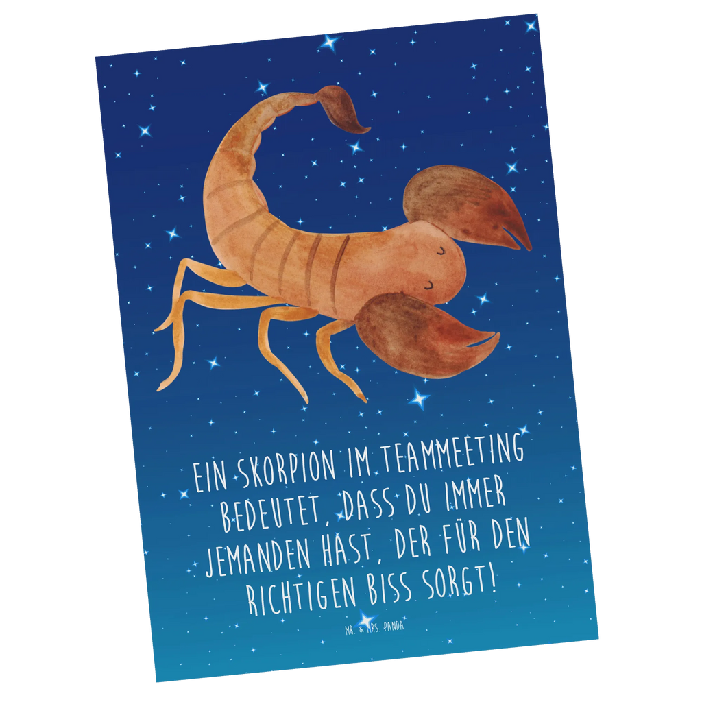 Postcard Ein Skorpion im Teammeeting bedeutet, dass du immer jemanden hast, der für den richtigen Biss sorgt! Grußkarte, Einladungskarte, Postkarte, Ansichtskarten, Karte, Geschenkkarte, Dankeskarte, Einladungskarten Geburtstag, Einladung Geburtstag, Einladung, Ansichtskarte, Geburtstagskarte, Tierkreiszeichen, Sternzeichen, Horoskop, Astrologie, Aszendent