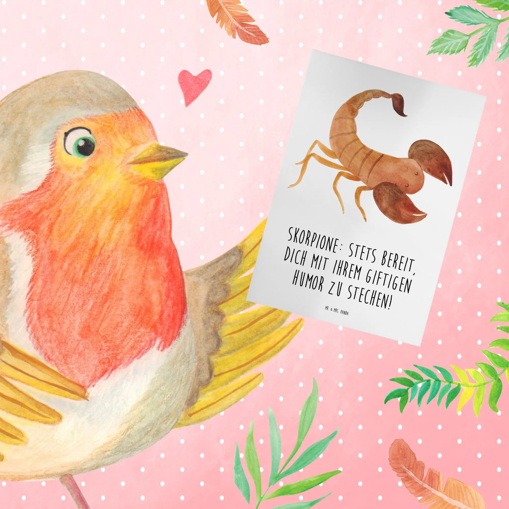 Greetings card Skorpione: Stets bereit, dich mit ihrem giftigen Humor zu stechen! Geburtstagskarte, Karte, Hochzeitskarte, Klappkarte, Grußkarte, Glückwunschkarte, Ansichtskarten, Einladungskarte, Tierkreiszeichen, Sternzeichen, Horoskop, Astrologie, Aszendent