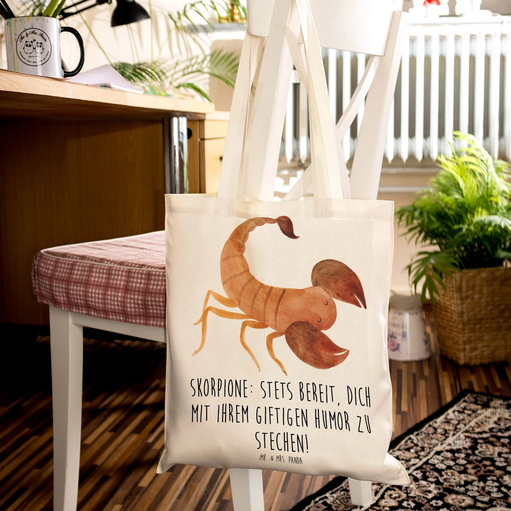 Tote bag Skorpione: Stets bereit, dich mit ihrem giftigen Humor zu stechen! Strandtasche, Tragetasche, Laptoptasche, Shopper, Tasche, Einkaufstasche, Umhängetasche, Stofftasche, Einkaufstüte, Schultertasche, Stoffbeutel, Badetasche, Jutetasche, Beutel, Jutebeutel, Beuteltasche, Tierkreiszeichen, Sternzeichen, Horoskop, Astrologie, Aszendent
