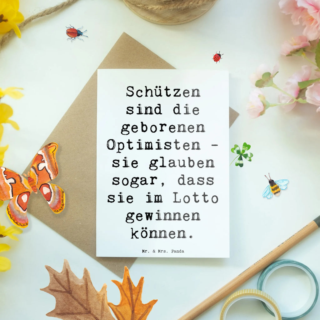 Grußkarte Spruch Schütze Optimist Glückwunschkarte, Karte, Geburtstagskarte, Ansichtskarten, Klappkarte, Hochzeitskarte, Einladungskarte, Grußkarte, Tierkreiszeichen, Sternzeichen, Horoskop, Astrologie, Aszendent