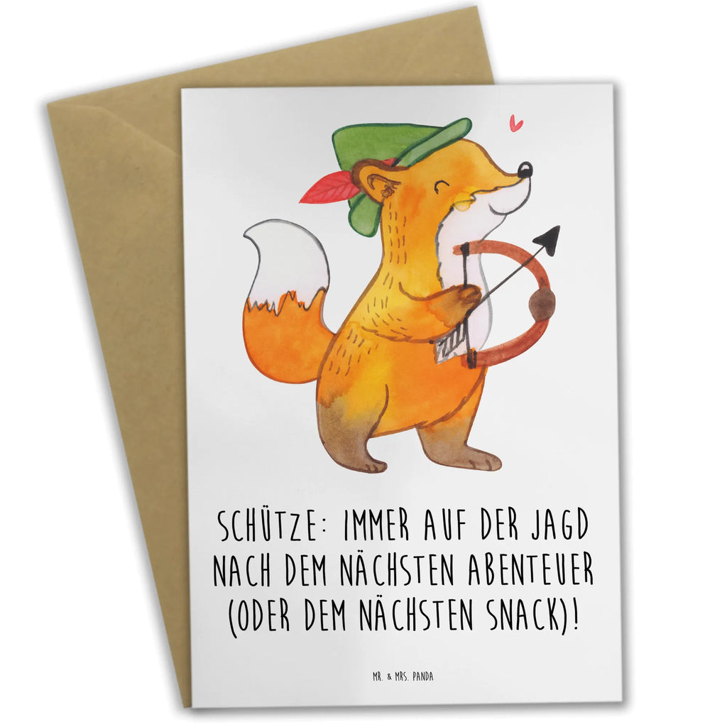 Greetings card Schütze: Immer auf der Jagd nach dem nächsten Abenteuer (oder dem nächsten Snack)! Glückwunschkarte, Grußkarte, Einladungskarte, Hochzeitskarte, Karte, Klappkarte, Ansichtskarten, Geburtstagskarte, Tierkreiszeichen, Sternzeichen, Horoskop, Astrologie, Aszendent