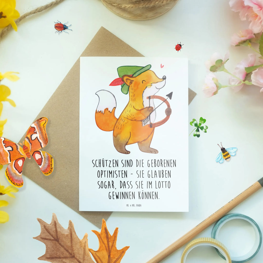 Grußkarte Schütze Optimist Karte, Ansichtskarten, Hochzeitskarte, Glückwunschkarte, Einladungskarte, Geburtstagskarte, Grußkarte, Klappkarte, Tierkreiszeichen, Sternzeichen, Horoskop, Astrologie, Aszendent