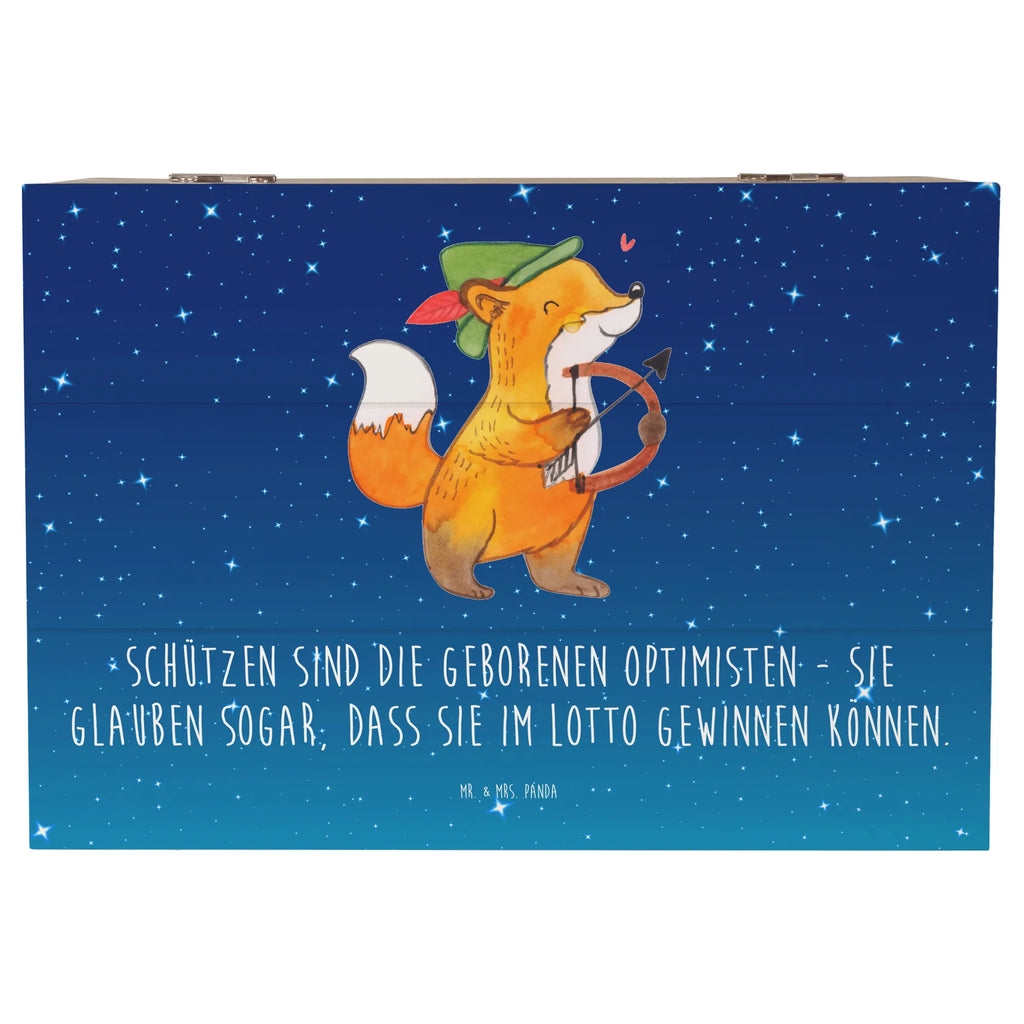 Holzkiste Schütze Optimist Dekokiste, XXL, Kiste, Truhe, Holzkiste, Erinnerungsbox, Schatulle, Aufbewahrungsbox, Erinnerungskiste, Schatzkiste, Geschenkdose, Geschenkbox, Tierkreiszeichen, Sternzeichen, Horoskop, Astrologie, Aszendent