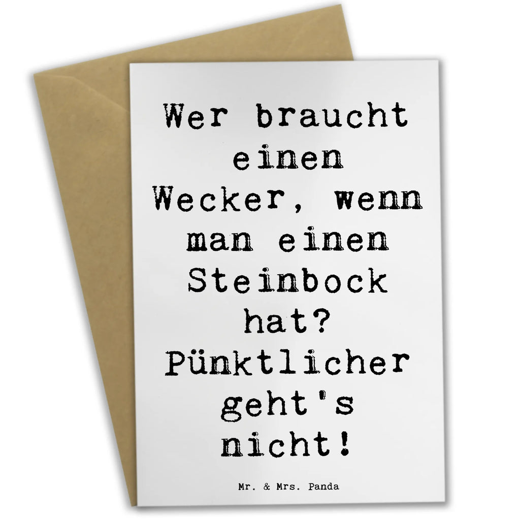 Greetings card Saying Wer braucht einen Wecker, wenn man einen Steinbock hat? Pünktlicher geht's nicht! Hochzeitskarte, Geburtstagskarte, Glückwunschkarte, Karte, Klappkarte, Einladungskarte, Grußkarte, Ansichtskarten, Tierkreiszeichen, Sternzeichen, Horoskop, Astrologie, Aszendent