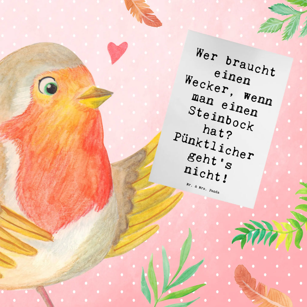 Greetings card Saying Wer braucht einen Wecker, wenn man einen Steinbock hat? Pünktlicher geht's nicht! Hochzeitskarte, Geburtstagskarte, Glückwunschkarte, Karte, Klappkarte, Einladungskarte, Grußkarte, Ansichtskarten, Tierkreiszeichen, Sternzeichen, Horoskop, Astrologie, Aszendent