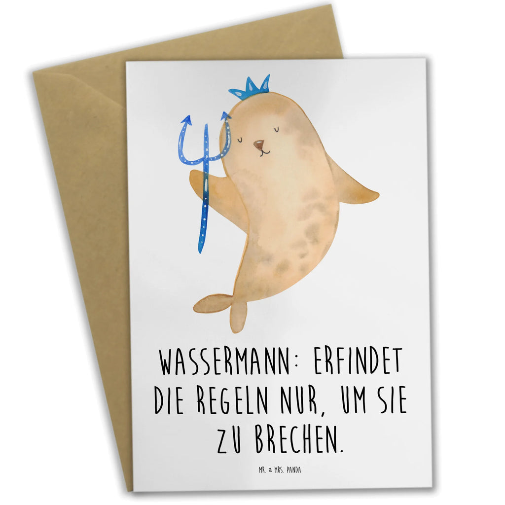 Greetings card Wassermann: Erfindet die Regeln nur, um sie zu brechen. Karte, Ansichtskarten, Klappkarte, Geburtstagskarte, Hochzeitskarte, Glückwunschkarte, Grußkarte, Einladungskarte, Tierkreiszeichen, Sternzeichen, Horoskop, Astrologie, Aszendent