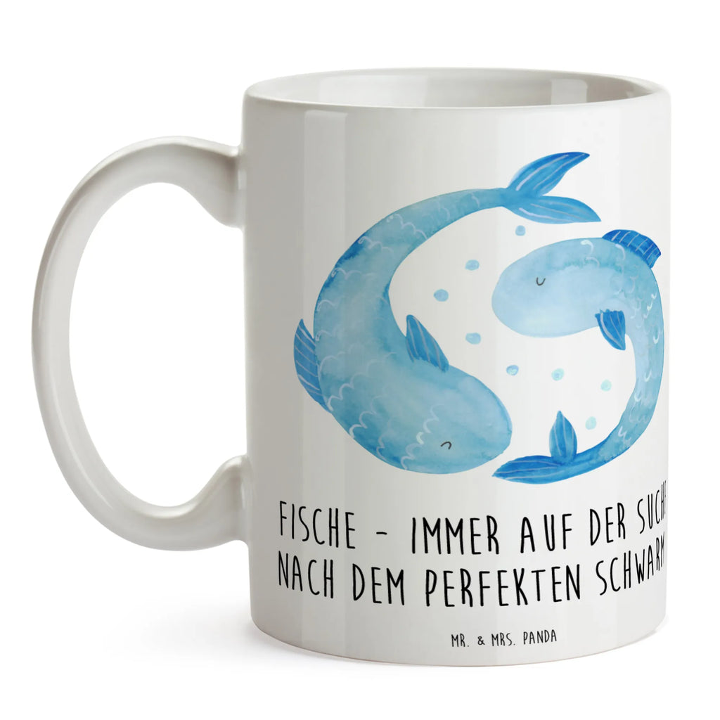 Mug Fische - immer auf der Suche nach dem perfekten Schwarm! Teetasse, Porzellantasse, Kaffeetasse, Tasse mit Zitaten, Keramiktasse, Bürotasse, Tasse, Tasse mit Motiven, Geschenktasse, Tierkreiszeichen, Sternzeichen, Horoskop, Astrologie, Aszendent