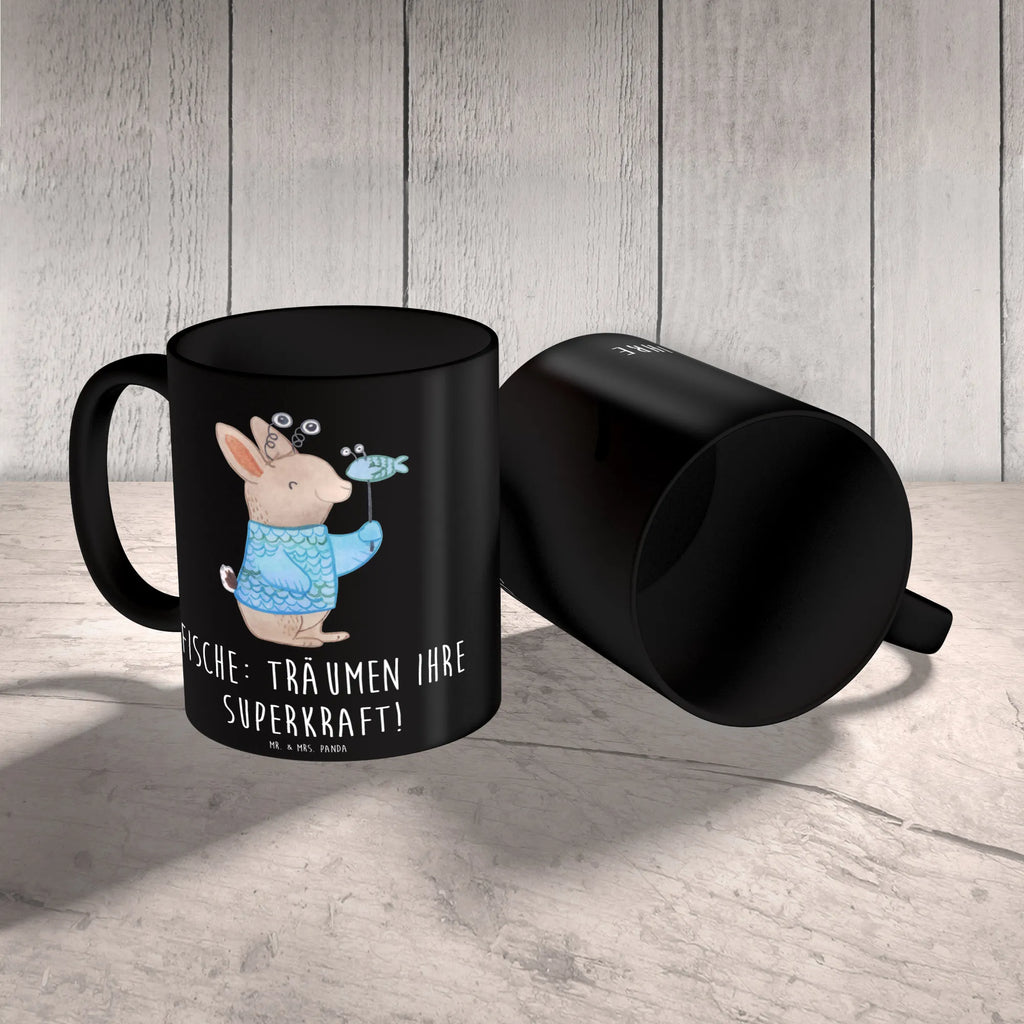 Mug Fische: Träumen ihre Superkraft! Tasse mit Motiven, Tasse, Geschenktasse, Tasse mit Zitaten, Keramiktasse, Teetasse, Porzellantasse, Kaffeetasse, Bürotasse, Tierkreiszeichen, Sternzeichen, Horoskop, Astrologie, Aszendent