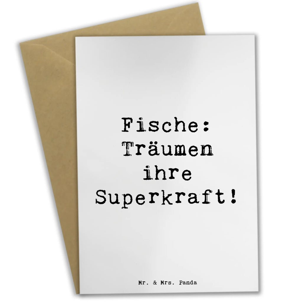Greetings card Saying Fische: Träumen ihre Superkraft! Einladungskarte, Klappkarte, Ansichtskarten, Glückwunschkarte, Hochzeitskarte, Geburtstagskarte, Karte, Grußkarte, Tierkreiszeichen, Sternzeichen, Horoskop, Astrologie, Aszendent