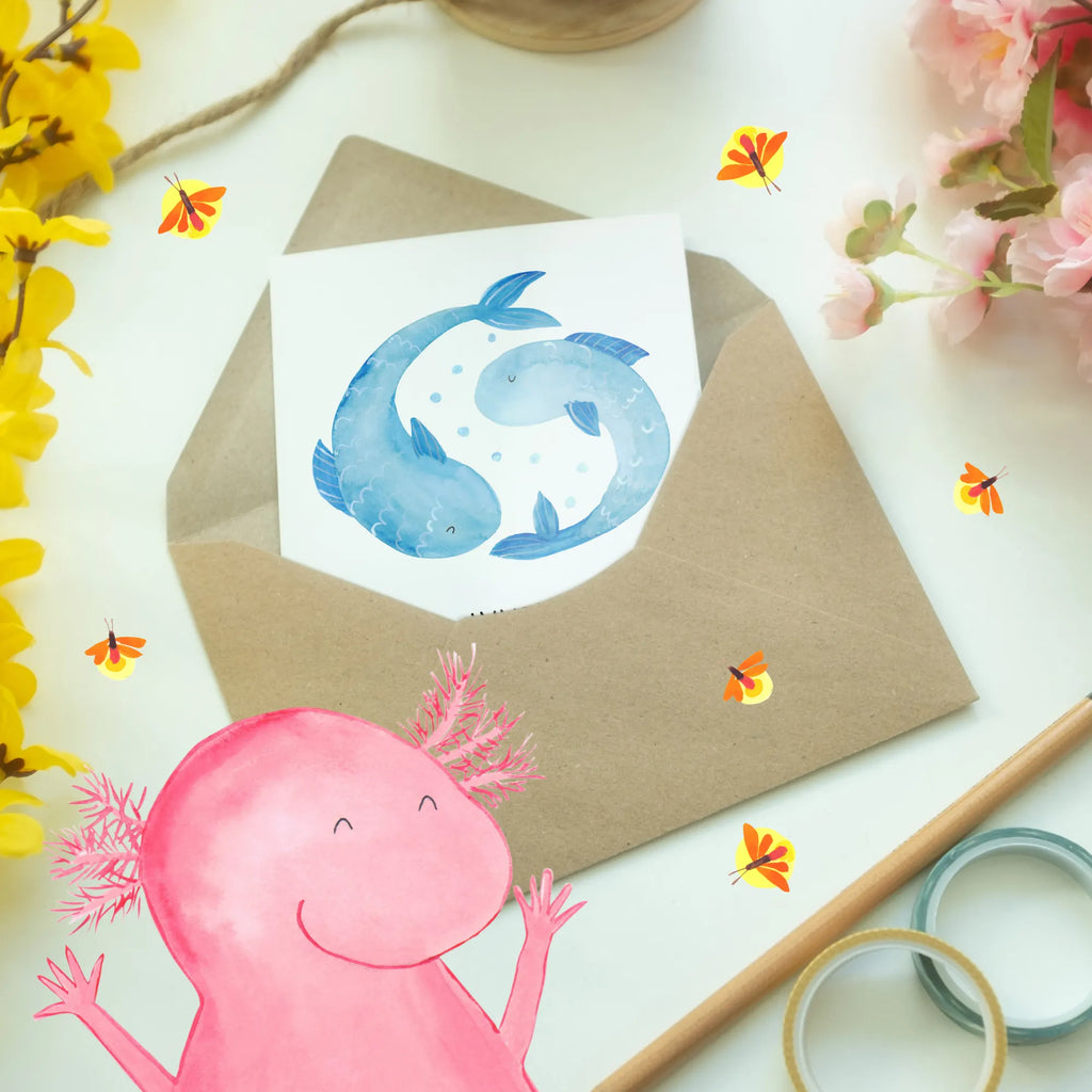 Grußkarte Fische Schwarm Glückwunschkarte, Einladungskarte, Karte, Ansichtskarten, Grußkarte, Hochzeitskarte, Geburtstagskarte, Klappkarte, Tierkreiszeichen, Sternzeichen, Horoskop, Astrologie, Aszendent