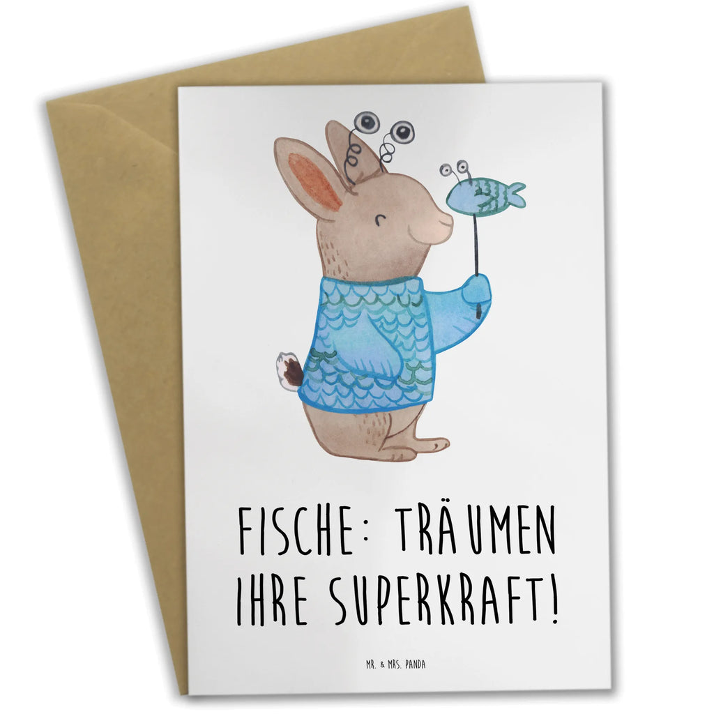 Greetings card Fische: Träumen ihre Superkraft! Karte, Glückwunschkarte, Grußkarte, Hochzeitskarte, Geburtstagskarte, Einladungskarte, Ansichtskarten, Klappkarte, Tierkreiszeichen, Sternzeichen, Horoskop, Astrologie, Aszendent
