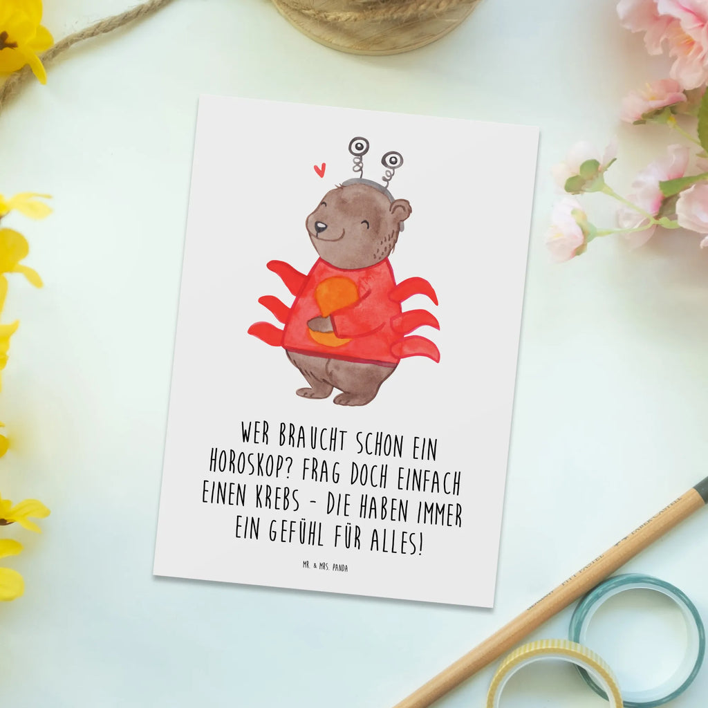 Postcard Wer braucht schon ein Horoskop? Frag doch einfach einen Krebs - die haben immer ein Gefühl für alles! Karte, Ansichtskarte, Dankeskarte, Ansichtskarten, Einladungskarte, Postkarte, Einladung, Einladungskarten Geburtstag, Geschenkkarte, Geburtstagskarte, Grußkarte, Einladung Geburtstag, Tierkreiszeichen, Sternzeichen, Horoskop, Astrologie, Aszendent