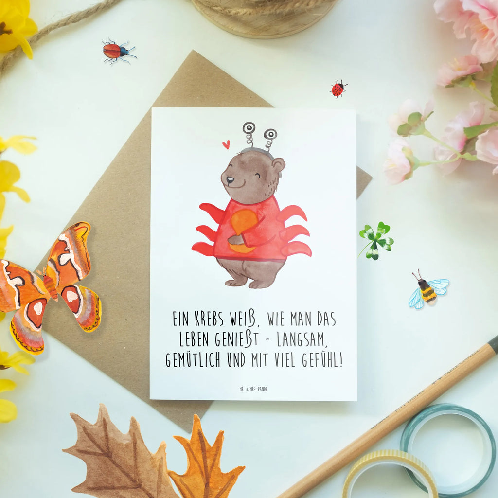Greetings card Ein Krebs weiß, wie man das Leben genießt - langsam, gemütlich und mit viel Gefühl! Grußkarte, Glückwunschkarte, Ansichtskarten, Geburtstagskarte, Hochzeitskarte, Karte, Einladungskarte, Klappkarte, Tierkreiszeichen, Sternzeichen, Horoskop, Astrologie, Aszendent