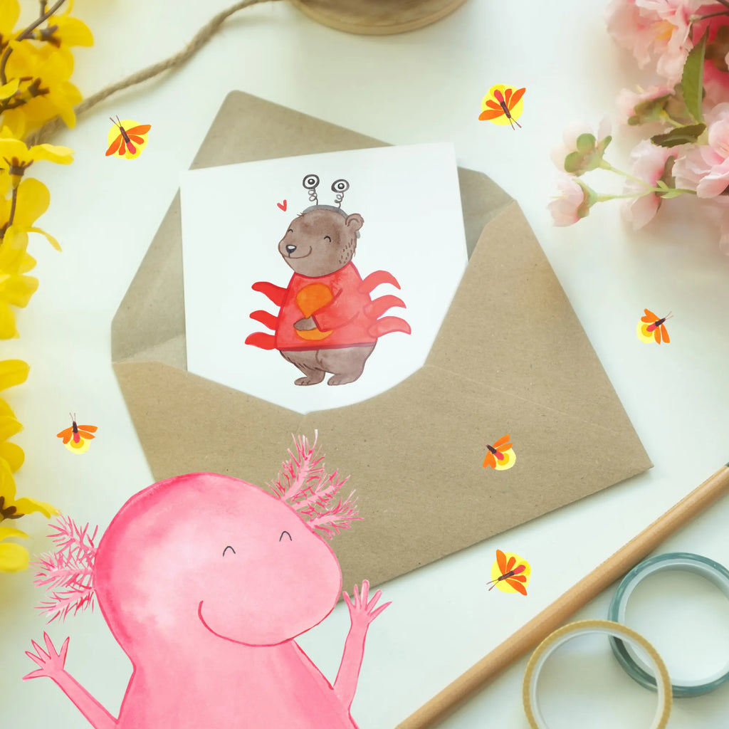 Greetings card Ein Krebs weiß, wie man das Leben genießt - langsam, gemütlich und mit viel Gefühl! Grußkarte, Glückwunschkarte, Ansichtskarten, Geburtstagskarte, Hochzeitskarte, Karte, Einladungskarte, Klappkarte, Tierkreiszeichen, Sternzeichen, Horoskop, Astrologie, Aszendent