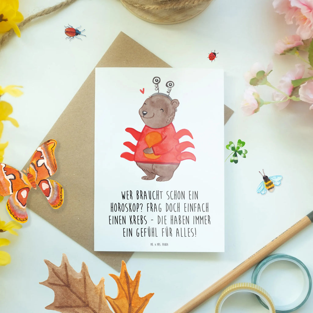 Greetings card Wer braucht schon ein Horoskop? Frag doch einfach einen Krebs - die haben immer ein Gefühl für alles! Einladungskarte, Glückwunschkarte, Klappkarte, Karte, Ansichtskarten, Grußkarte, Hochzeitskarte, Geburtstagskarte, Tierkreiszeichen, Sternzeichen, Horoskop, Astrologie, Aszendent