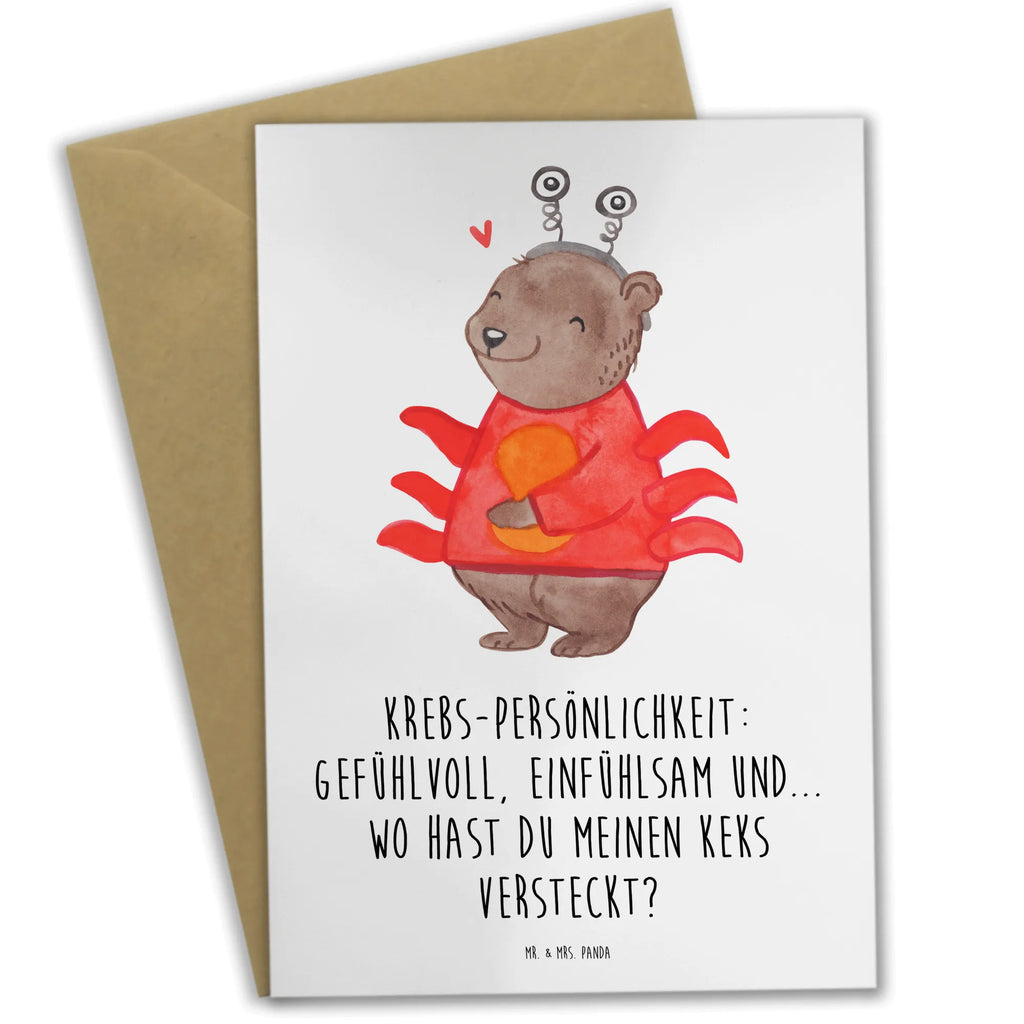 Greetings card Krebs-Persönlichkeit: Gefühlvoll, einfühlsam und... wo hast du meinen Keks versteckt? Grußkarte, Hochzeitskarte, Glückwunschkarte, Ansichtskarten, Einladungskarte, Geburtstagskarte, Karte, Klappkarte, Tierkreiszeichen, Sternzeichen, Horoskop, Astrologie, Aszendent