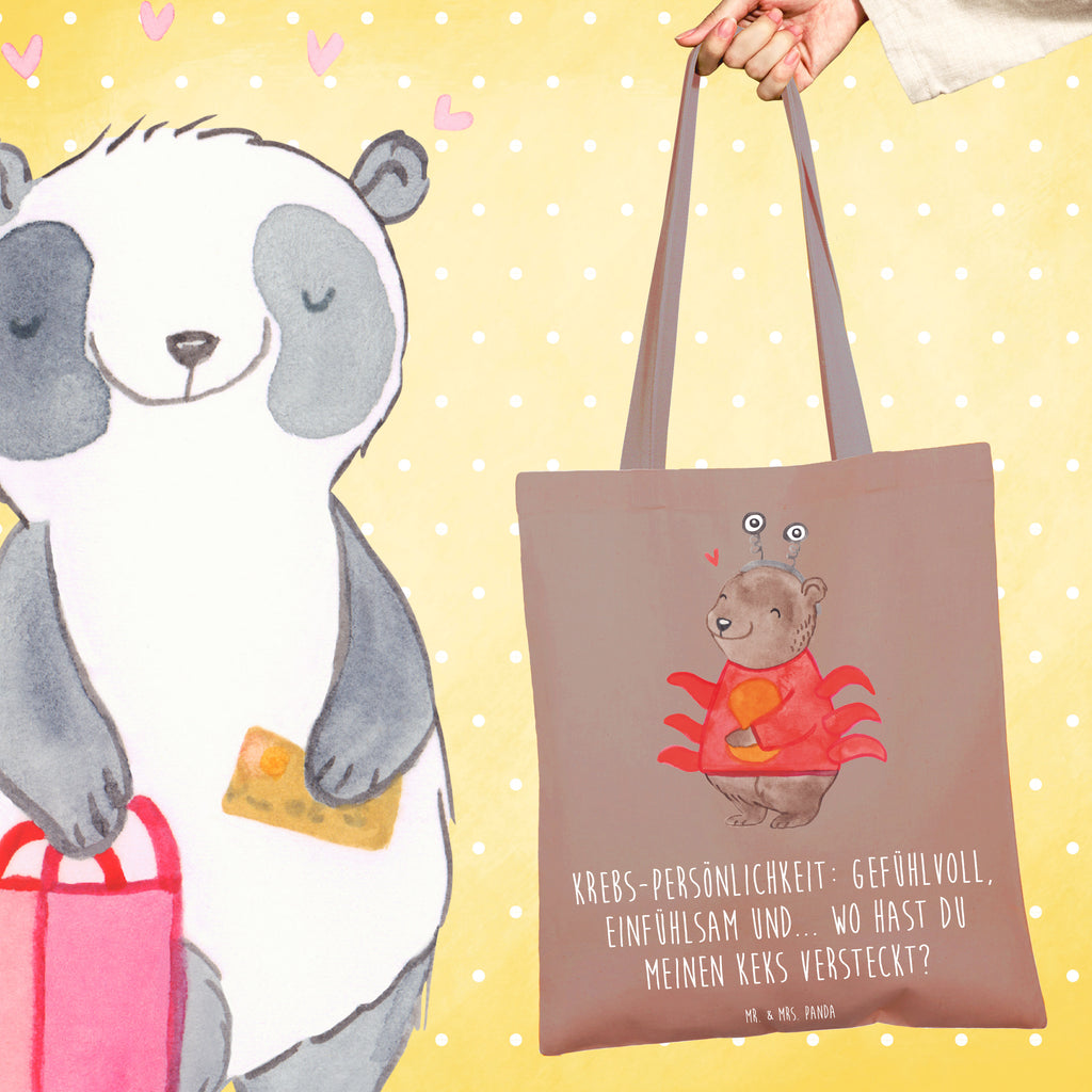 Tote bag Krebs-Persönlichkeit: Gefühlvoll, einfühlsam und... wo hast du meinen Keks versteckt? Laptoptasche, Umhängetasche, Jutebeutel, Tasche, Stoffbeutel, Jutetasche, Beutel, Stofftasche, Schultertasche, Strandtasche, Shopper, Badetasche, Beuteltasche, Tragetasche, Einkaufstüte, Einkaufstasche, Tierkreiszeichen, Sternzeichen, Horoskop, Astrologie, Aszendent