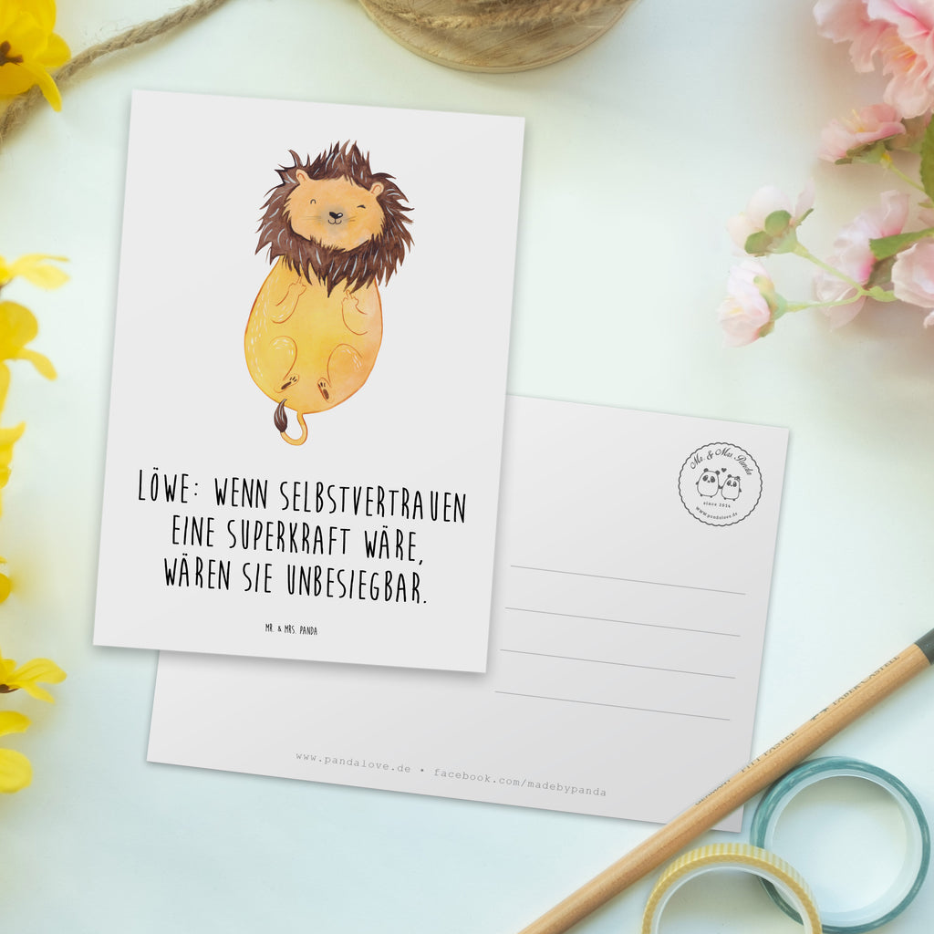 Postcard Löwe: Wenn Selbstvertrauen eine Superkraft wäre, wären sie unbesiegbar. Karte, Grußkarte, Ansichtskarten, Einladung Geburtstag, Einladung, Einladungskarten Geburtstag, Geschenkkarte, Geburtstagskarte, Postkarte, Dankeskarte, Einladungskarte, Ansichtskarte, Tierkreiszeichen, Sternzeichen, Horoskop, Astrologie, Aszendent