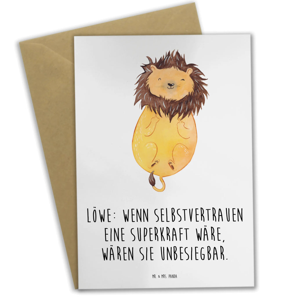 Greetings card Löwe: Wenn Selbstvertrauen eine Superkraft wäre, wären sie unbesiegbar. Geburtstagskarte, Klappkarte, Einladungskarte, Karte, Ansichtskarten, Hochzeitskarte, Grußkarte, Glückwunschkarte, Tierkreiszeichen, Sternzeichen, Horoskop, Astrologie, Aszendent