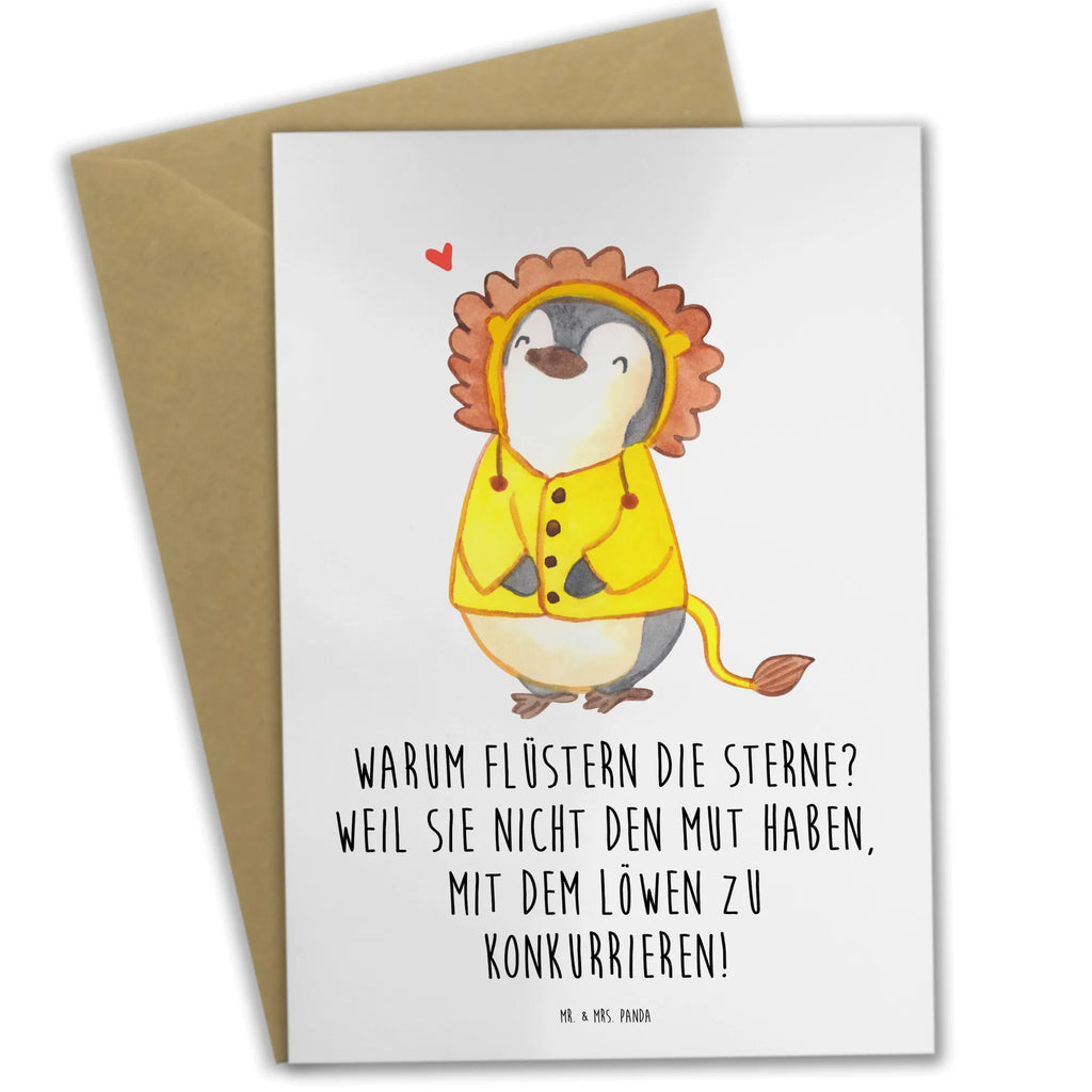 Greetings card Warum flüstern die Sterne? Weil sie nicht den Mut haben, mit dem Löwen zu konkurrieren! Geburtstagskarte, Grußkarte, Karte, Klappkarte, Hochzeitskarte, Glückwunschkarte, Einladungskarte, Ansichtskarten, Tierkreiszeichen, Sternzeichen, Horoskop, Astrologie, Aszendent