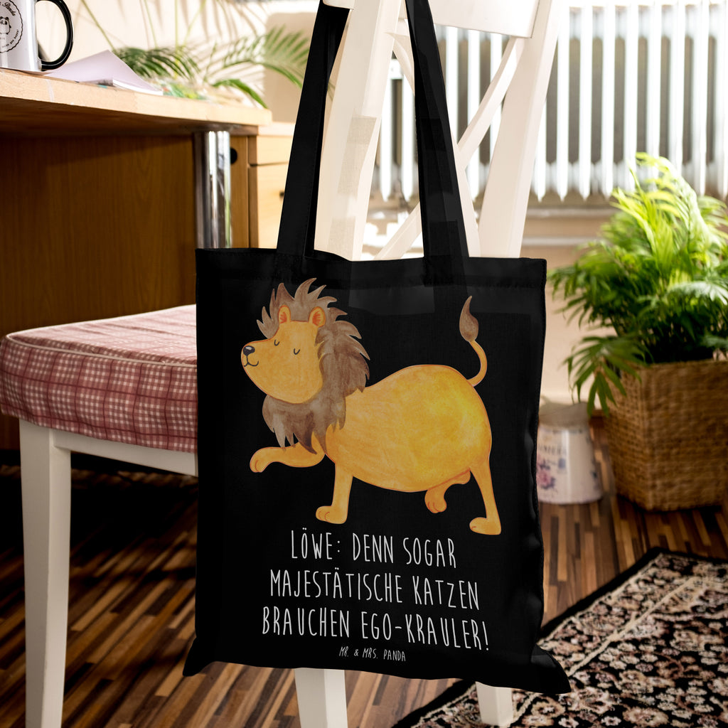 Tote bag Löwe: Denn sogar Majestätische Katzen brauchen Ego-Krauler! Stofftasche, Stoffbeutel, Beutel, Shopper, Badetasche, Jutebeutel, Tragetasche, Einkaufstasche, Jutetasche, Beuteltasche, Schultertasche, Umhängetasche, Laptoptasche, Tasche, Strandtasche, Einkaufstüte, Tierkreiszeichen, Sternzeichen, Horoskop, Astrologie, Aszendent