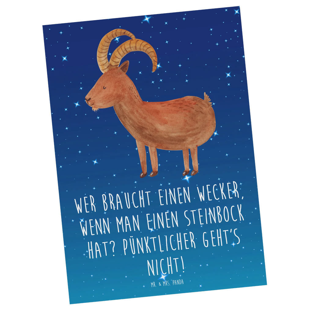 Postcard Wer braucht einen Wecker, wenn man einen Steinbock hat? Pünktlicher geht's nicht! Einladungskarte, Postkarte, Dankeskarte, Einladung, Geschenkkarte, Geburtstagskarte, Einladung Geburtstag, Einladungskarten Geburtstag, Grußkarte, Ansichtskarten, Ansichtskarte, Karte, Tierkreiszeichen, Sternzeichen, Horoskop, Astrologie, Aszendent